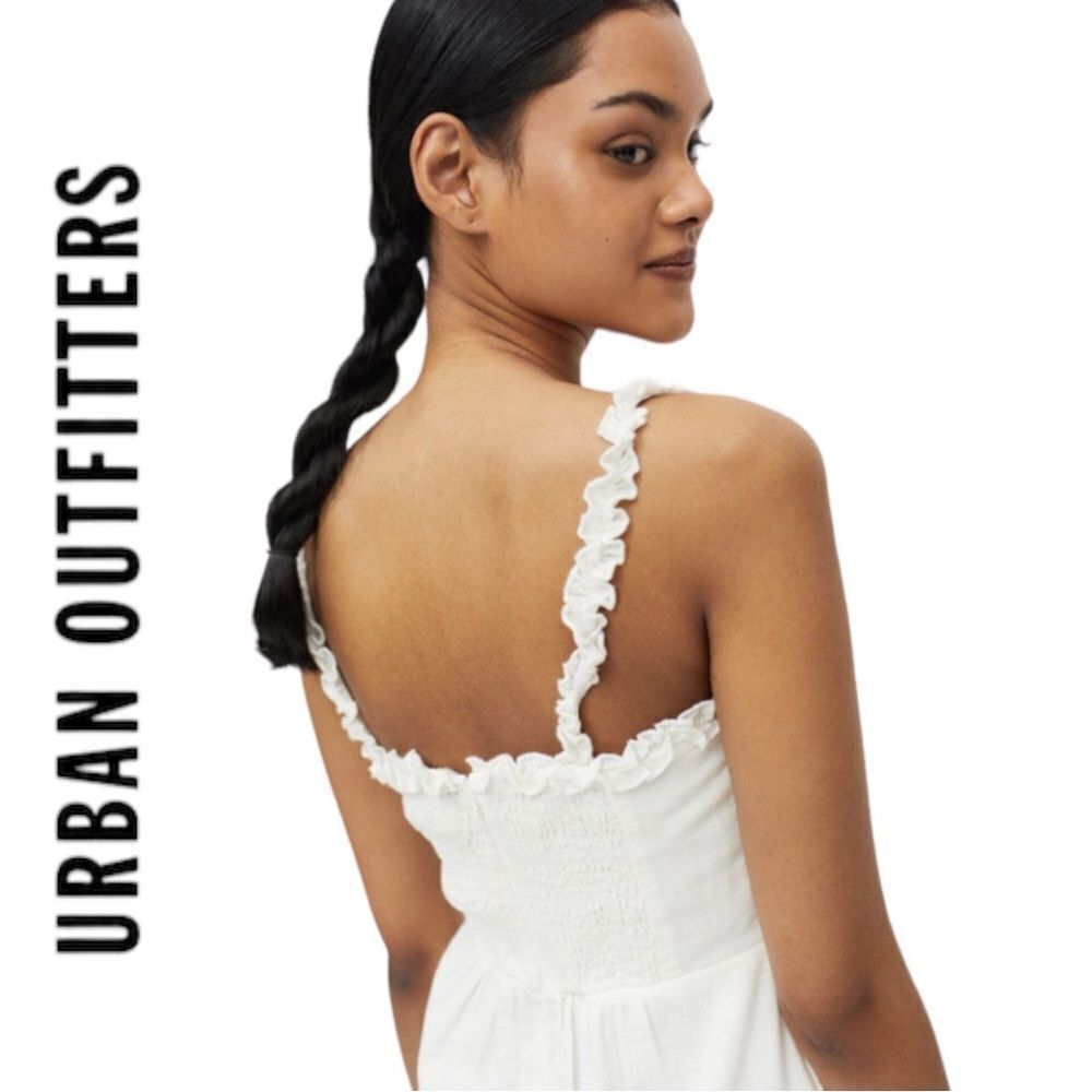 NEW Urban Outfitters UO Robin Lace-Up White Mini Dress L XL - Picture 5 of 5